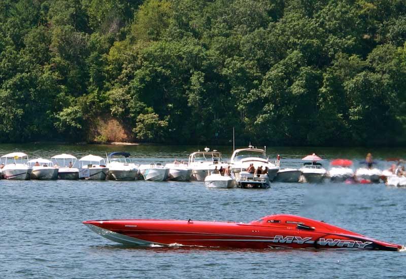 red racing boat